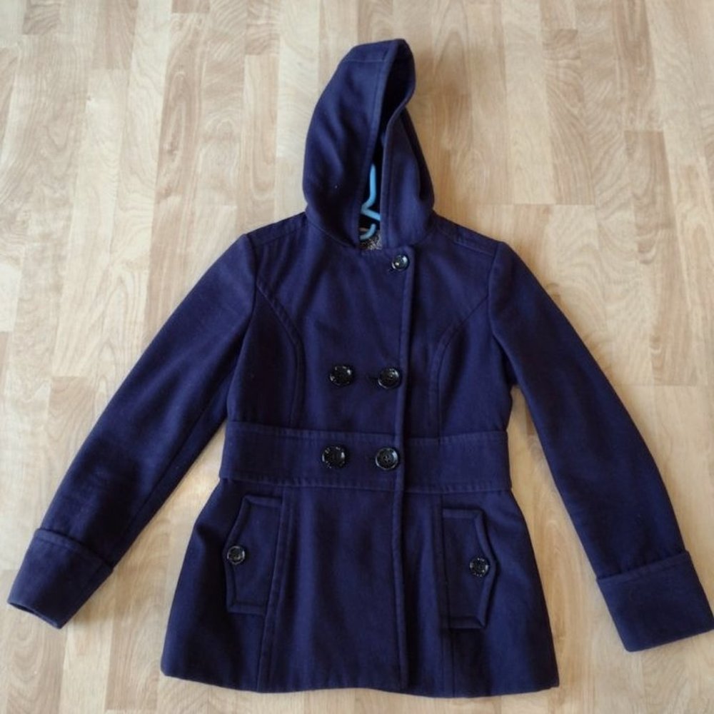 Purple hooded Esprit peacoat
